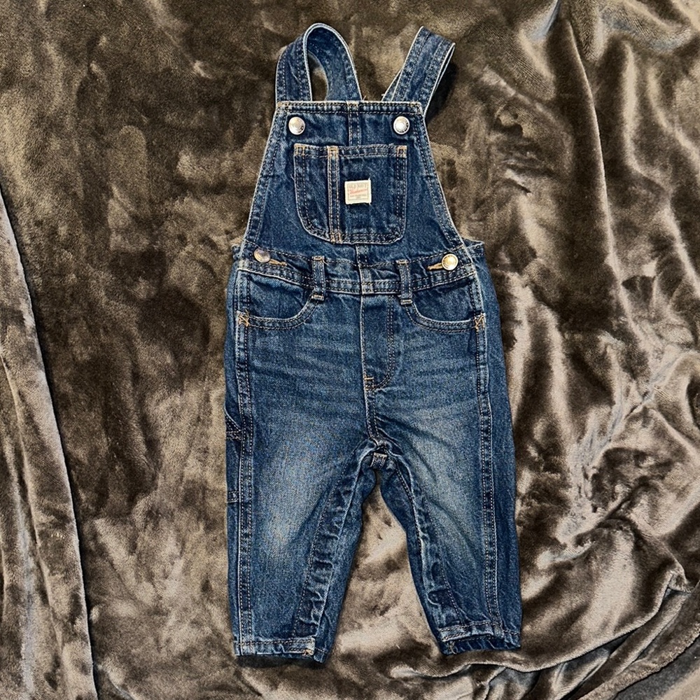 Old Navy Blue Denim Overalls with Adjustable Straps
